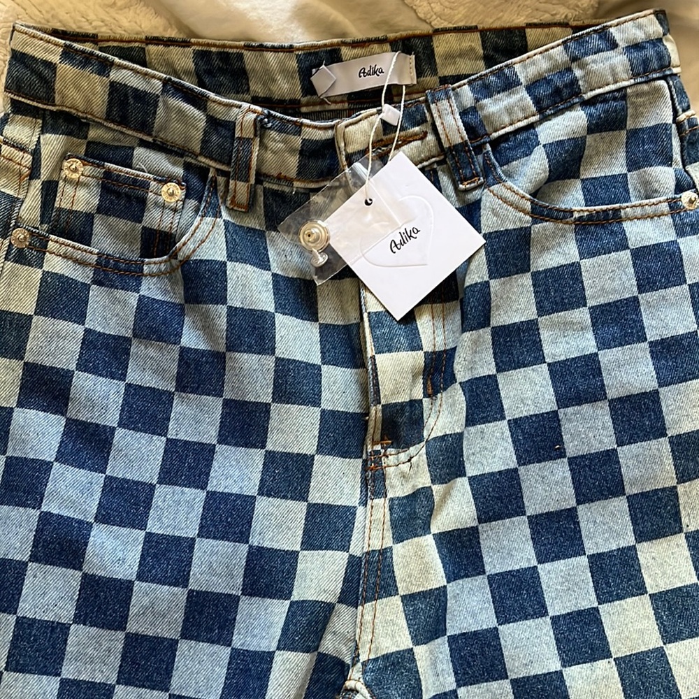 Adika size S checkered jeans